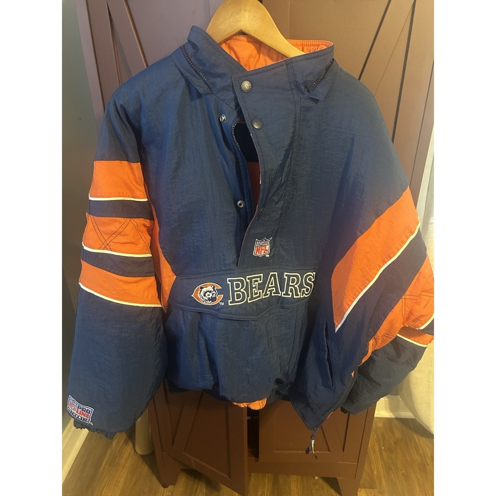 Vintage Starter Chicago Bears NFL Pro Line Jacket XL Pullover 90s Missing Hood